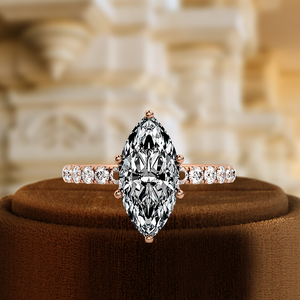 แหวนเพชรทรงมาร์คีส์ 1 กะรัต รับรองโดย IGI, แหวนหมั้นทองคำขาว/ทองคำเหลือง 14K, แหวนแบบฝังเพชรครึ่งวง รับรองโดย IGI - Product Image 1