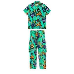 Ensemble chemise et pantalon de plage pour homme, respirant, tissé, imprimé en 3D, en coton, pour une tenue décontractée à la plage - Product Image 3
