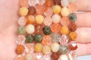 ลูกปัดควอตซ์รูทิเลเต็ดขนาด 7-8 มม. ทรงดาวเจียระไน ลูกปัดพลอยแท้ธรรมชาติแบบครึ่งเส้น ลูกปัดแบบหลวม มีตัวเลือกแบบขายเป็นชุดใหญ่ - Product Image 5