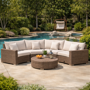 Juego de Sofás Curvos Modernos de Lujo para Exteriores, Muebles de Ratán PE Premium para Jardín, Piscina, Villa y Patio - Product Image 1