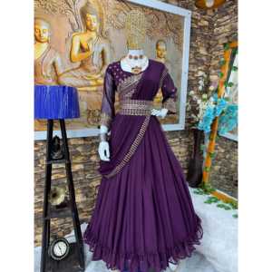 ชุดราตรี anarkali กับ dupatta และเข็มขัดชุดออกงานปาร์ตี้สวยงามน่าทึ่ง - Product Image 3