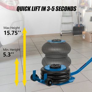 Martinetto Pneumatico in Acciaio da 3 Tonnellate, Sollevamento Rapido 3.5S, con Tre Sacche d'Aria, per Auto, Solleva fino a 15.75 Pollici - Product Image 5