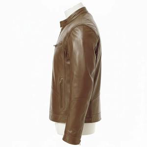 Men's High Quality Genuine Leather <b>Jacket</b> Breathable Quick Dry Stand Collar Full Zip Winter <b>Casual</b> Outerwear - Product Image 5
