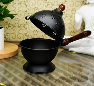 Supports d'encens en fer massif robuste personnalisés avec supports en bois, brûleurs d'encens antiques - Product Image 4
