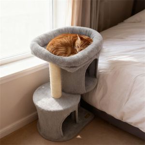 Albero per Gatti Compatto da 26 Pollici con 2 Cucce Solide e Tiragraffi in Sisal, Torre Antiribaltamento per Gatti per Spazi Ristretti - Product Image 4