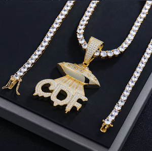 Orelia Luxe Gold Color Moissanite UFO Pendant <b>Chain</b> Necklace Custom Letter Charm Hiphop Unisex Jewelry for Streetwear Gift - Product Image 6