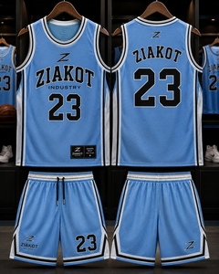 Jersey Basket Throwback Otentik Biru Muda Putih-Merah Kustom Terlaris Industri Grosir Langsung - Product Image 6