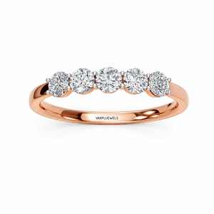 Elegante Anillo de Compromiso y Matrimonio con Cinco Diamantes Redondos Cultivados en Laboratorio, en Oro de 10K, 14K, 18K, Plata 925, 935 para Mujer - Product Image 2