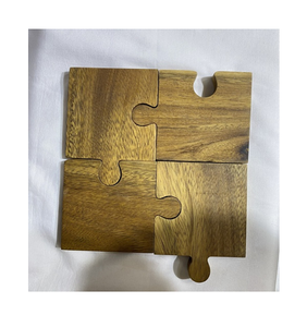 Creative Wood Puzzle Coasters Natural Crafts Multi-functional Beverage Drink Coaster for <b>Bar</b> Restaurants Office In Wholesale - Product Image 3