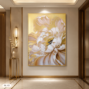 Cuadro Decorativo de Pared con Diseño Floral, Modelo F6-C1, Pintado a Mano por HALO, Arte Abstracto Original en Lienzo con Marco, Pintura al Óleo de Flores para el Hogar - Product Image 3