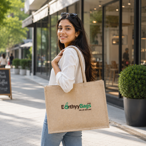 High Quality Ladies Style Jute Promotional Shopping <b>Bag</b> with Cotton Handle | Premium Logo Tote by Indian Manufacturer - Product Image 3