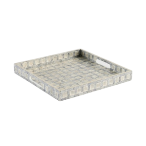 Bandeja de servir moderna de concha de capiz con asas insertables para mesa de centro, venta al por mayor de fábrica de Vietnam - Product Image 1