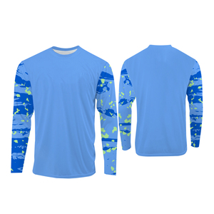 Camisa de Pesca de Manga Larga para Hombre, Diseño de Lubina con Estampado por Sublimación, UPF 50, Anti-UV, Patrón Azul Verde, Ropa para Exteriores - Product Image 4