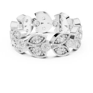 Bague Éternité Unisexe en Argent 925 avec Diamants de Laboratoire Ronds Motif Feuille, Inspirée de la Nature, Style Vintage, pour Mariage et Anniversaire, Scintillante - Product Image 4