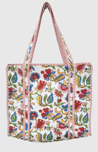 Sac fourre-tout en toile à imprimé floral, style bohème, ouvert en haut, sac de shopping pour femmes, utilisation toutes saisons - Product Image 3