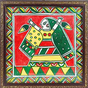 Peinture artisanale sur toile 3D Madhubani du Bihar, art populaire traditionnel de Mithila, décoration murale - Product Image 2