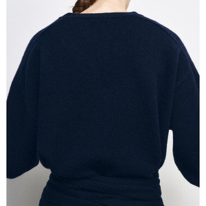 Cardigan en coton bleu pour homme, col en V, manches trois quarts, boutons sur le devant, couleur unie, vêtement d'automne, coupe classique - Product Image 4