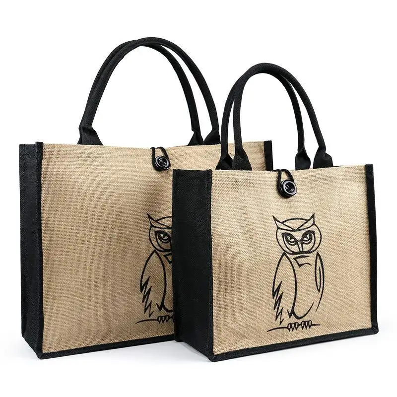 Vente en gros à prix réduit de sacs d'épicerie Juco avec poignée en toile de coton sac à provisions de qualité supérieure avec impression personnalisée