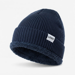 Gorro de Punto Informal Unisex, Forrado de Felpa Sherpa Cálida, Gorro de Invierno de Punto Acanalado con Logotipo Tejido Personalizado, Fabricación OEM ODM - Product Image 3