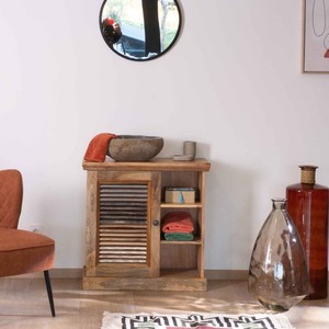 Vandana Royal Volume cabinet with louvered door in mango wood Etretat - Product Image 1