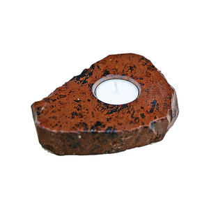 Support de bougie en pierre naturelle sculptée à la main en obsidienne acajou, pierre précieuse agate, guérison, vente en gros - Product Image 4