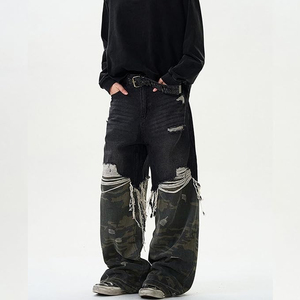 Jeans amples vintage déchirés pour hommes, style hip-hop, coupe large, décontractés, streetwear - Product Image 2