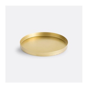 ถาดสแตนเลส ถาดเสิร์ฟโลหะ ถาดอาหารทรงกลม ถาดสแตนเลสแบบแบนตื้น - Product Image 3