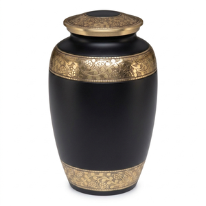 Urnes funéraires pour adultes en laiton gris durable, bandes décoratives dorées, finition colorée, capacité de 200 pouces cubes, design personnalisable - Product Image 5