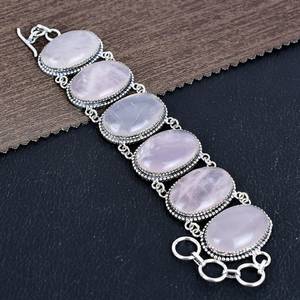 <b>Rose</b> Quartz Gemstone Bracelet 925 Sterling Silver Boho Jewelry Handmade Crystal Bracelet Unique Spiritual Gift For Women - Product Image 4
