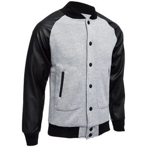 Venta al por mayor chaqueta negra para correr para hombres y mujeres ropa de calle con bolsillos de cuello alto chaqueta deportiva universitaria de béisbol Varsity - Product Image 1
