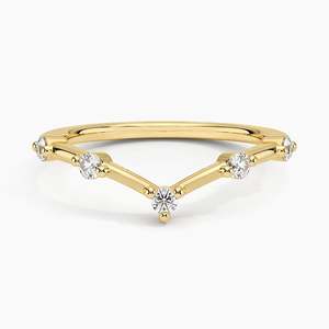 V Shape Diamond Chevron <b>Ring</b> Minimalist Stackable Band Curved Wedding <b>Ring</b> Dainty Gold V <b>Ring</b> Bridal Jewelry - Product Image 5
