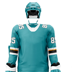 Equipación de Hockey sobre Hielo Premium Totalmente Sublimada – Jersey Teal Transpirable con Número de Jugador Personalizado 85, Casco y Guantes de Protección - Product Image 4