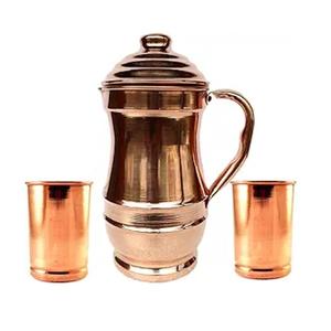 Carafe à eau en cuivre pur martelé de qualité supérieure, vaisselle de table, avec 2 ensembles de gobelets - Product Image 5