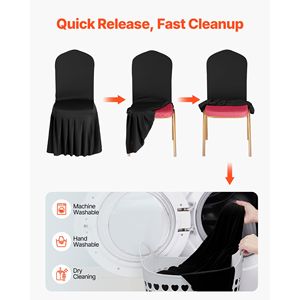 30 housses de chaise en lin noir pour mariage et fête - Housses extensibles pour chaises à dossier plat - Product Image 5