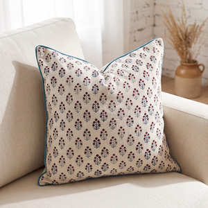 Housse de coussin décorative bleue à motifs persans floraux, style scandinave, pour la décoration intérieure - Product Image 3