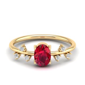แหวนหมั้นเพชรโมอิสซาไนต์ทองคำแท้ 14K ทรงรี 0.75 กะรัต ประดับทับทิม ของขวัญแต่งงานสำหรับผู้หญิง REYES ขายดี - Product Image 1