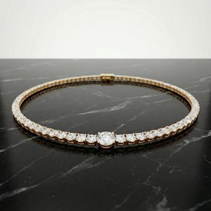 Collar de tenis de diamantes cultivados en laboratorio chapado en oro rosa, elegante, de plata 925, con brillo atemporal, lujoso, para fiesta de compromiso o aniversario - Product Image 5