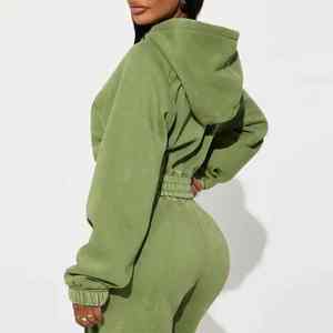 Ensemble de survêtement en molleton écologique uni pour femmes, personnalisable, 2 pièces, pour le jogging en extérieur, tenue décontractée et tendance pour l'automne - Product Image 6