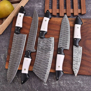 New Custom Handmade Damascus Steel Full Tang 5-Piece <b>Sharp</b> Kitchen <b>Knives</b> <b>Set</b> Ambidextrous Design VG10 Handle Modern Chef <b>Knife</b> - Product Image 2
