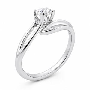 Anillo de Compromiso de Diamantes de Corte Brillante Redondo en Oro Blanco para Mujer, Engaste de Puntas, Estilo Clásico - Product Image 2