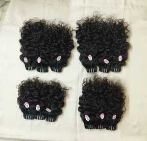 Mèches de cheveux naturels indiens Remy à ondulations naturelles, bruts, bouclés, non traités, cuticules alignées, double trame machine, provenant d'un seul donneur - Product Image 3