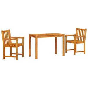 Juego de comedor de jardín de madera maciza de acacia marrón de 3 piezas - Product Image 2