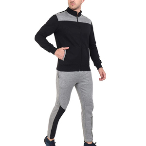 Men's Color Blocking <b>Tracksuit</b> Full Zipper Stand Collar Casual Sweatshirt With Side Pockets Autumn Wear Polyester Cotton Blend - Product Image 4
