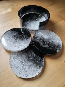 Contemporary Resin <b>Coaster</b> <b>Set</b> For Minimal Home Decor And Coffee Table Styling - Product Image 2
