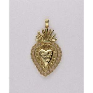Arte Mural de Corazón Sagrado en Cobre Antiguo con Borde de Hojas en Relieve, Placa Decorativa de Corazón Flameante, Arte Folclórico Mexicano - Product Image 5