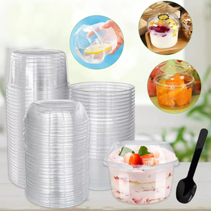 Conteneurs ronds jetables en PET transparent avec logo personnalisé en gros, gobelets à salade, coupes à dessert, bols en <span class=keywords><strong>plastique</strong></span> pour acai avec couvercles - Product Image 3