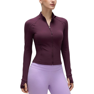 Veste de yoga ajustée pour femme, manches longues, quart de zip, tissu léger et respirant, idéale pour l'entraînement et la course à pied - Product Image 1