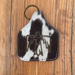 Nouveau design en gros cheveux de luxe sur peau de vache Vintage personnalisé gravure Laser porte-clés en cuir véritable Western porte-clés - Product Image 2