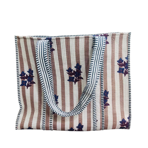 Sanganeri Hand Block Printed 100% Cotton Quilted Shoulder <b>Tote</b> Bag for Women - Product Image 1
