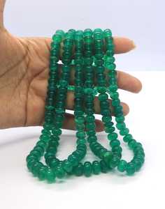 Cuentas de Calcedonia Verde Natural en Forma de Rondelle Lisa de 7-10mm, Cuentas de Calcedonia Verde para Fabricación de Joyería, Venta al Por Mayor - Product Image 1